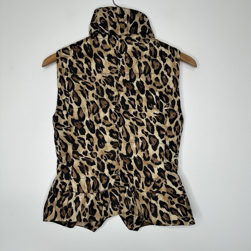 White House Black Market Full Zip Puffer Vest Womens Size XS‎ Leopard Print Chic - Picture 2 of 10